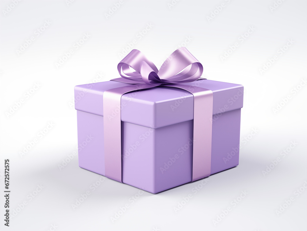 Gift box with purple ribbon bow isolated on transparent or white background Gift box with purple ribbon bow isolated on transparent or white background