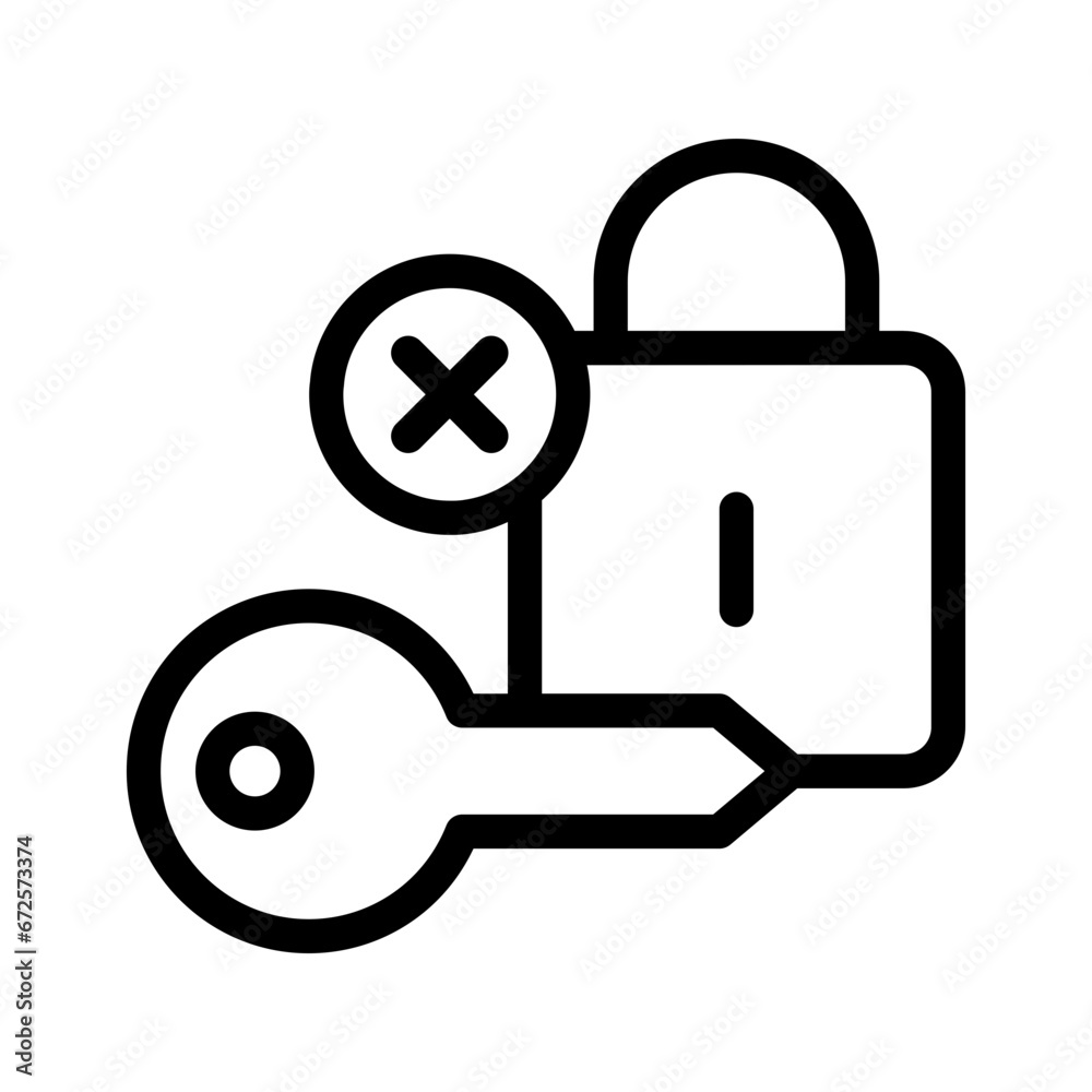 Key Lock Denied Line Icon Key Lock Denied Line Icon