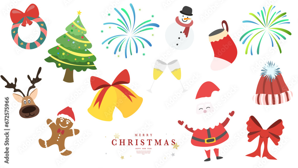 Fototapeta premium Christmas Element in Christmas holiday on white background , Flat Modern design , illustration Vector EPS 10