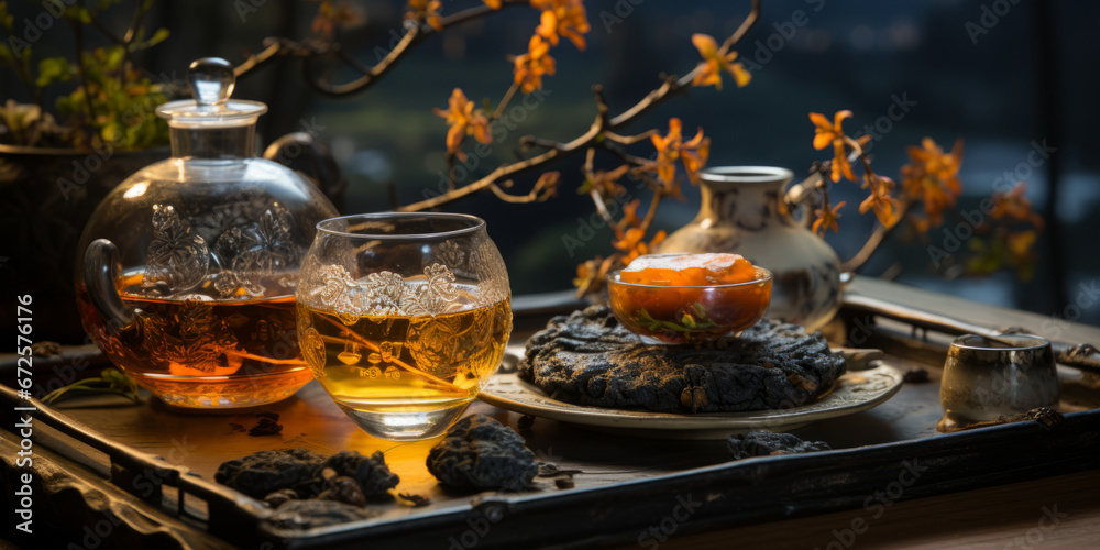 advertisment photo for chinese pu'er tea ,generative ai