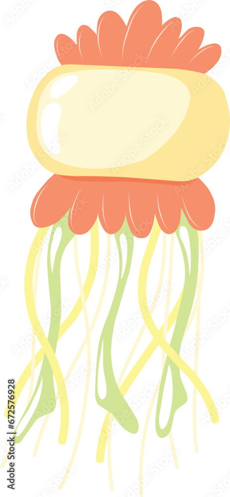 Colorful Underwater World Jellyfish Vector Art Illustration