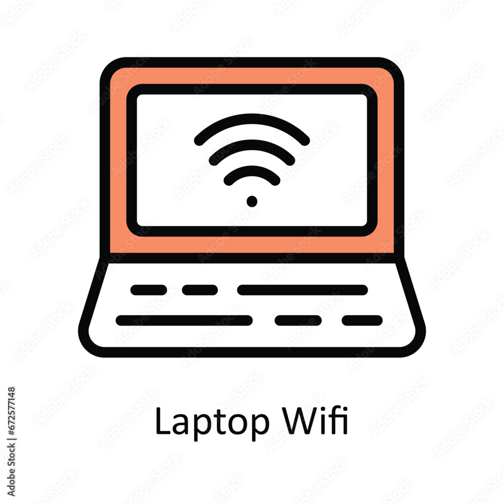 Laptop Wifi vector Filled outline Design illustration. Symbol on White background EPS 10 File Laptop Wifi vector Filled outline Design illustration. Symbol on White background EPS 10 File