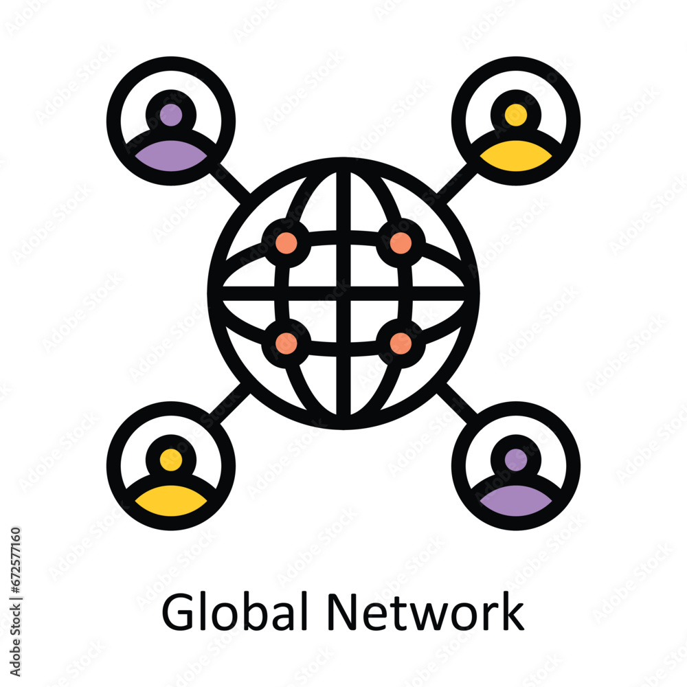 Global Network vector Filled outline Design illustration. Symbol on White background EPS 10 File Global Network vector Filled outline Design illustration. Symbol on White background EPS 10 File