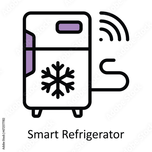 Smart Refrigerator vector Filled outline Design illustration. Symbol on White background EPS 10 File