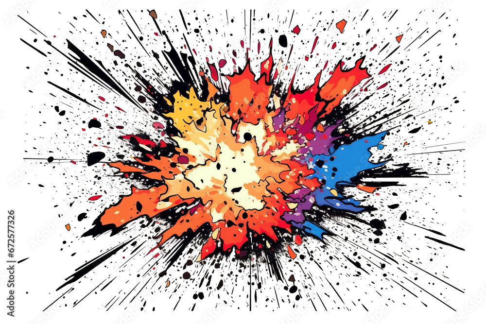Comic Explosion on transparent background, generative ai.