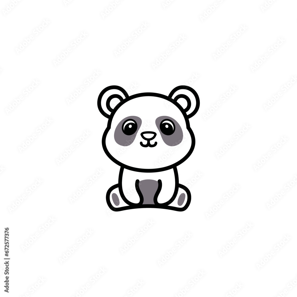 Fototapeta premium cute panda coloring set