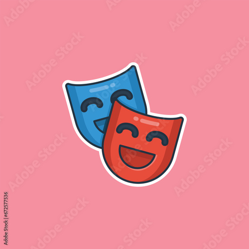 Unique cute blue and red smile mask for entertaiment