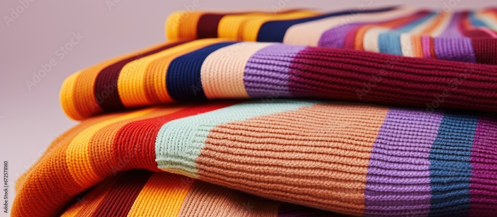 Knitted sweater and jumper with multiple stripes Knitted sweater and jumper with multiple stripes