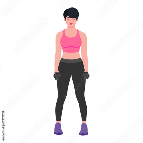 set of sports women lifting weights trainer