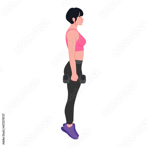 set of sports women lifting weights workout