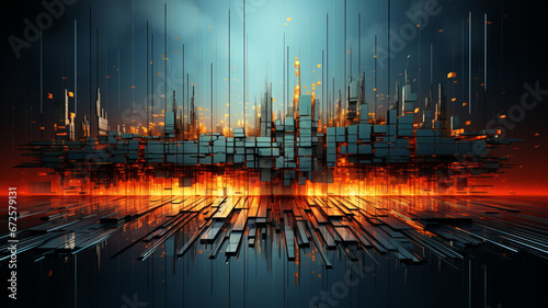 Pixel glitch  Futuristic  post-apocalyptic cyberpunk error backdrop. generative ai