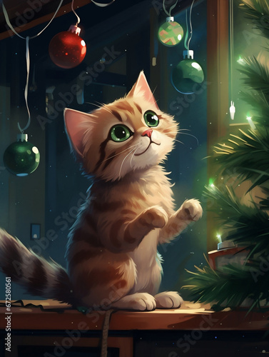 Kitten kitty funny holiday christmas cute cat pet xmas domestic animal