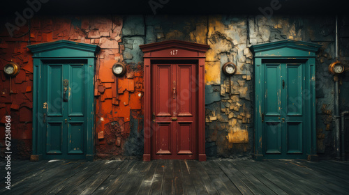 Three Different Kind Of Doors Leading To Different , Background Image, Hd