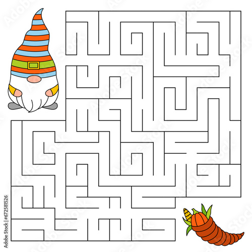 Leinwand Poster Thanksgiving day maze game for kids