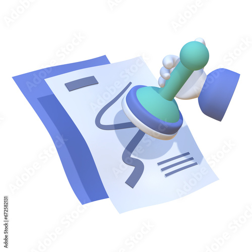 Rubber Stamp 3d Illustration of the approved stamp concept, suitable for use on commercial websites, marketing collateral, and product packaging