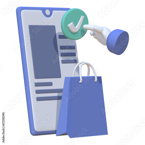 Confirm Order 3d Illustration of the approved stamp concept, suitable for use on commercial websites, marketing collateral, and product packaging