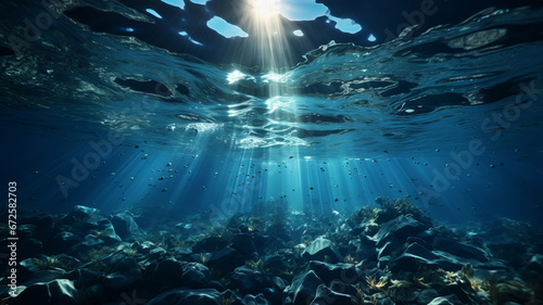 Sea or ocean underwater deep nature background  generative ai