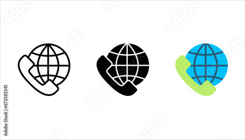 international call icon set, communicate icon vector illustration on white background
