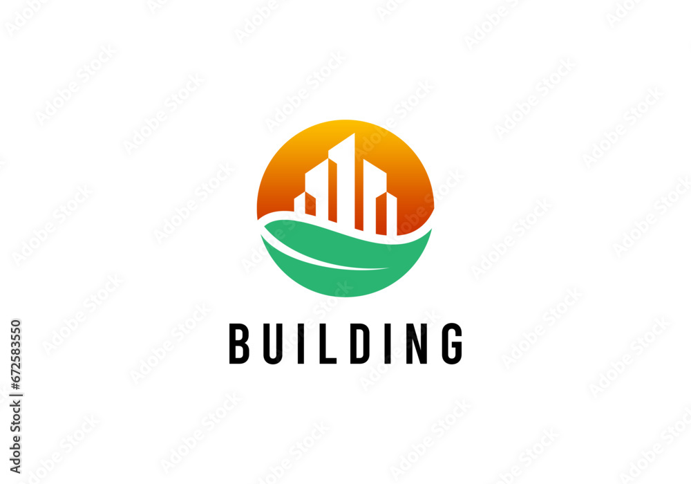 building nature logo design template. eco leaf build logo design building nature logo design template. eco leaf build logo design