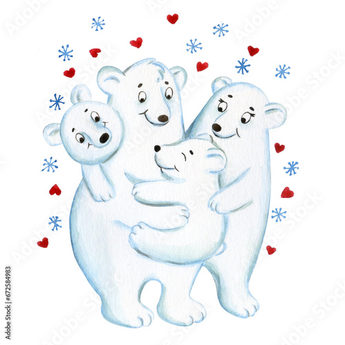 Happy polar bear family