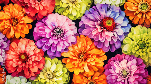 Vibrant Zinnias Watercolor Seamless Pattern Bold, Background Image, Hd