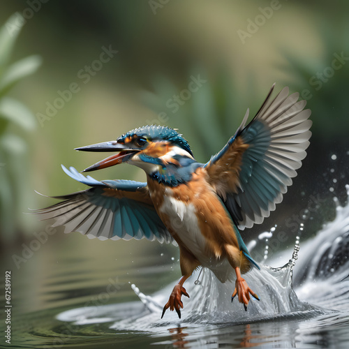 Kingfisher looking for food in the water  © Marcus