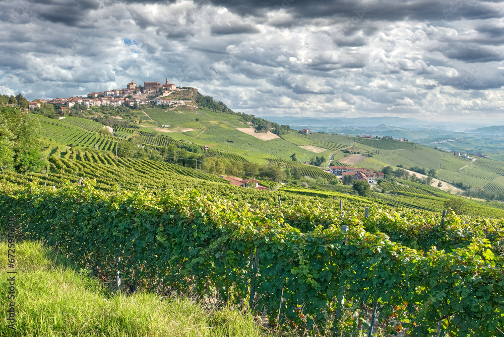 famous Wine Village of La Morra close to Barolo,Piedmont,Italy