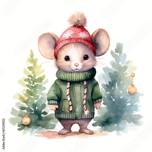 vector christmas cute mouse