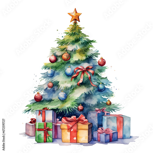 Vector christmas tree with gifts
