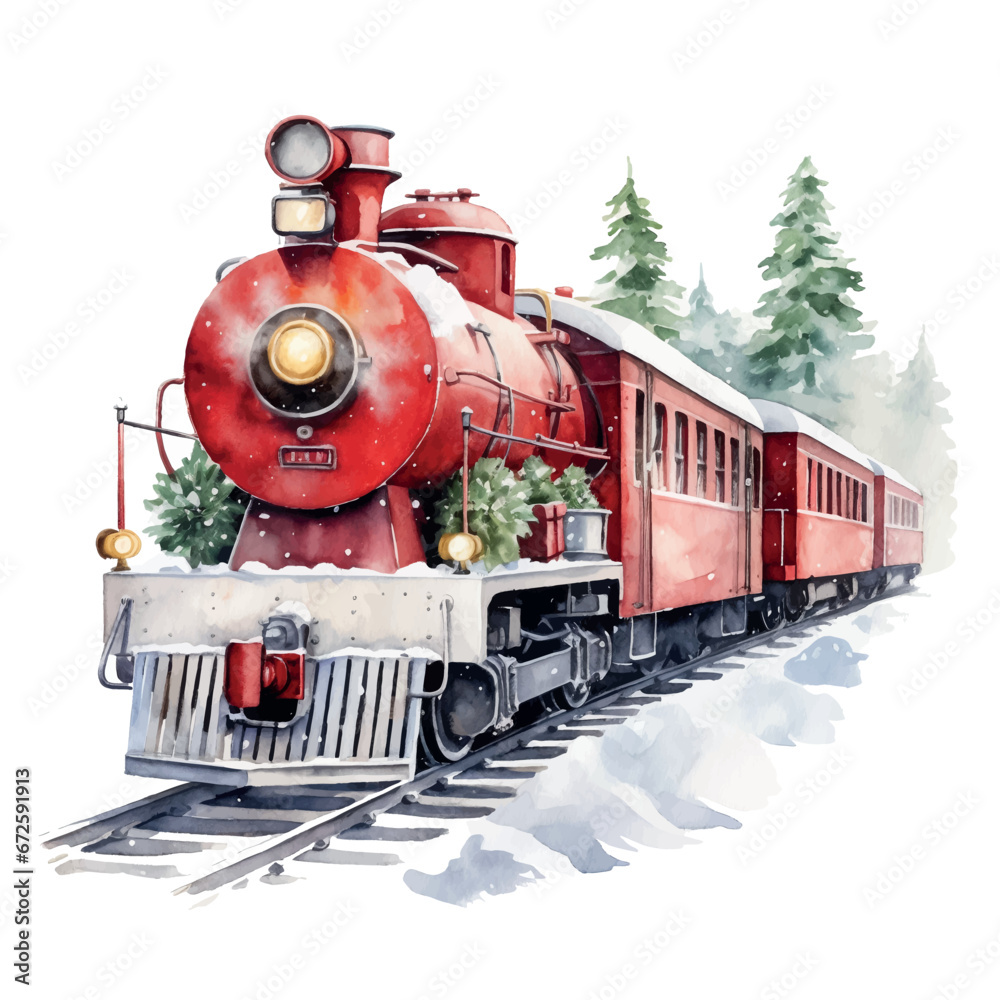vector hand drawn christmas train
