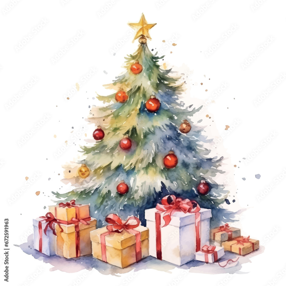 Vector christmas tree with gifts
