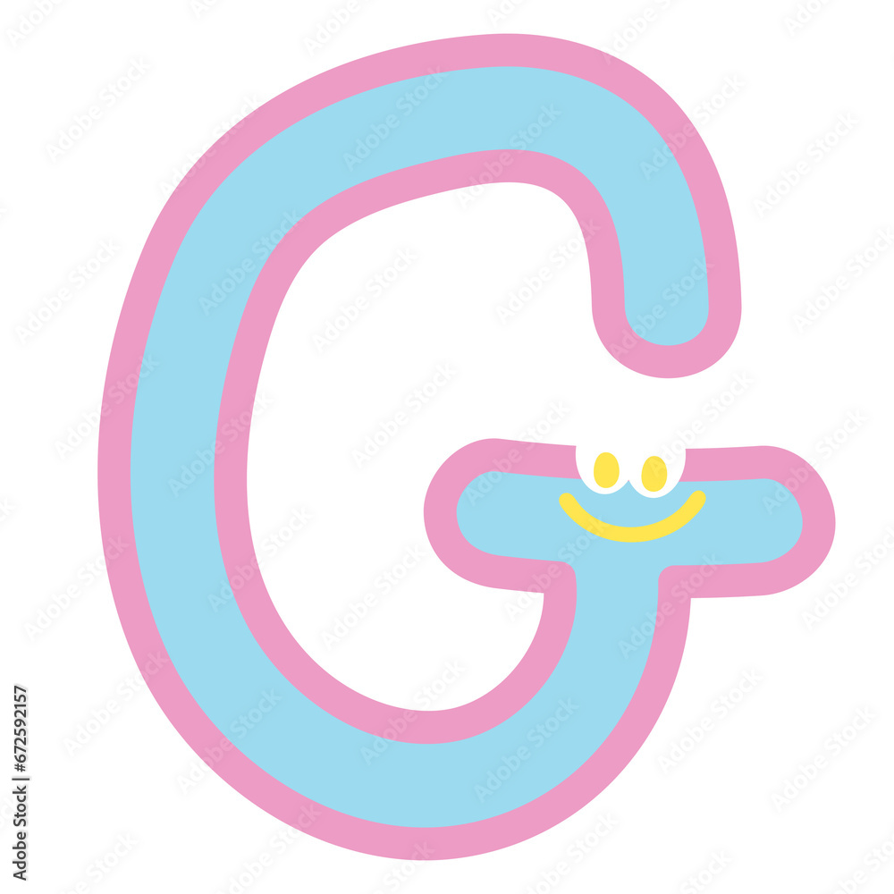 Obraz premium Cute A to Z alphabet design with happy face for brand logo, logo design, cartoon character, emotion icons, font, typography, ad, fabric print, fashion, accessory, education book, stickers, initials