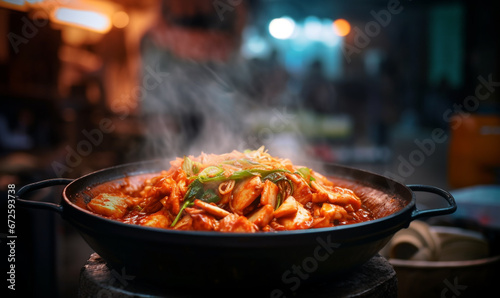 spicy kimchi food with smoky
