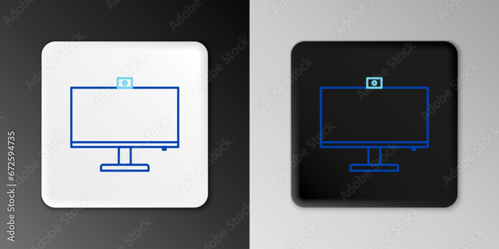 Line Computer monitor icon isolated on grey background. PC component sign. Colorful outline concept. Vector