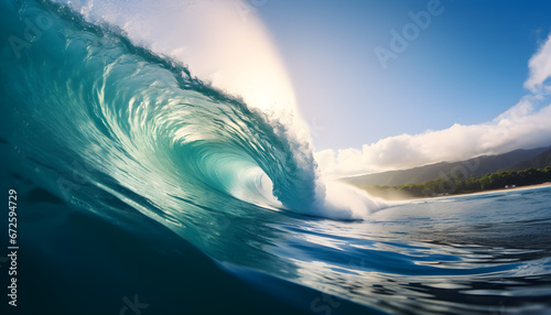 close-up wave barrel surf photo