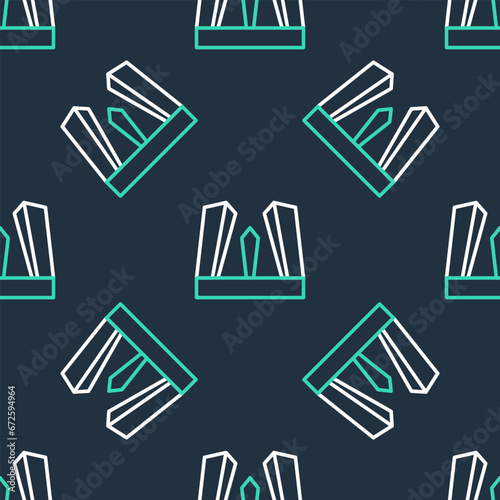 Line Gate of Europe icon isolated seamless pattern on black background. The Puerta de Europa towers. Madrid city, Spain. Vector