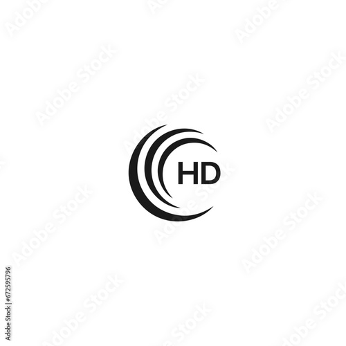 HD H D letter logo design. Initial letter HD linked circle uppercase monogram logo blue  and white. HD logo, H D design. HD, H D