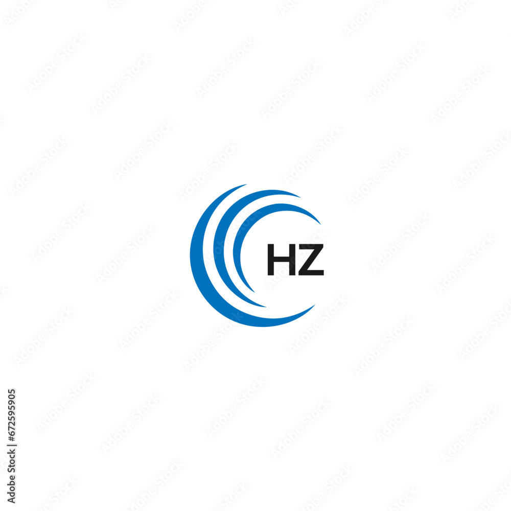HZ H Z letter logo design. Initial letter HZ linked circle uppercase monogram logo blue  and white. HZ logo, H Z design. HZ, H Z