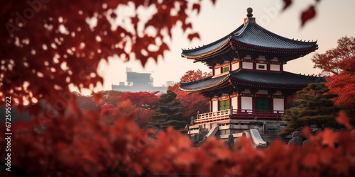 chinese temple in the morning photo