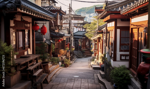 beautiful narrow street in the japan village