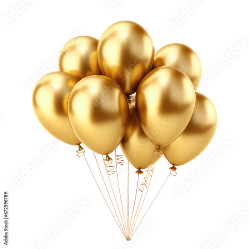 gold balloons isolated on white photo