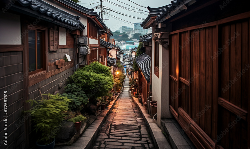 street in the japanese traditional house