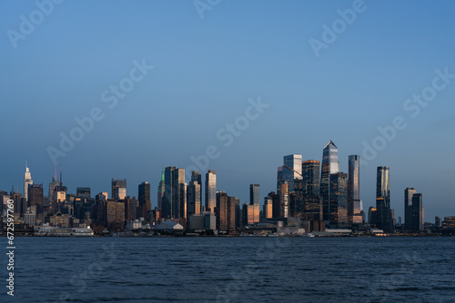 New York west side in the evening, panoramic view on Hudson River