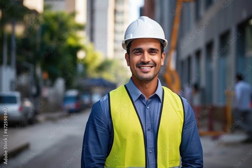 Construction worker, civil engineer with safety helmet in construction site, Construction worker checking and controlling project on building site, Contractor or architect Construction worker, civil engineer with safety helmet in construction site, Construction worker checking and controlling project on building site, Contractor or architect