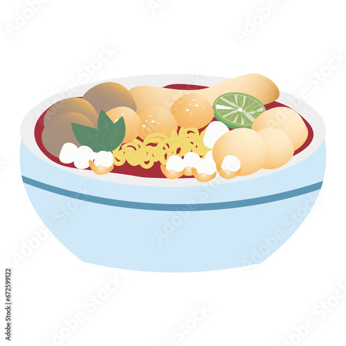 Traditional Food Bakso Aci Meatball from Indonesia Vector Illustration