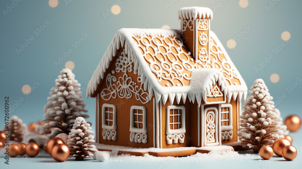 Christmas holiday gingerbread house background.