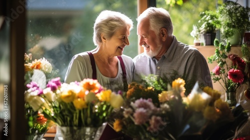 Elderly couple, flower arrangers © somchai20162516