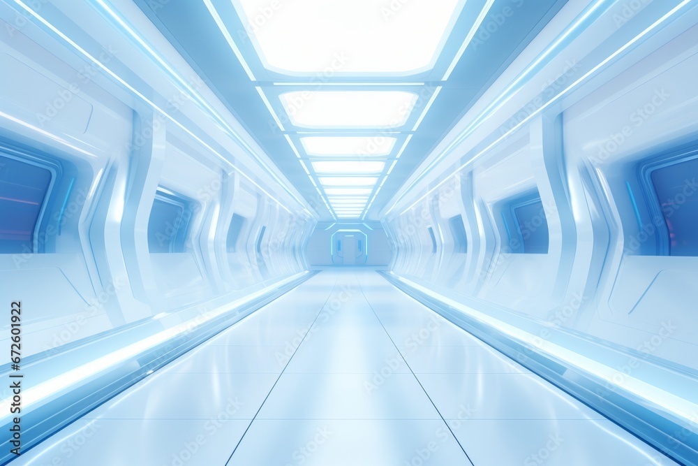 Obraz premium Light Corridor modern background. Abstract empty futuristic Sci-Fi