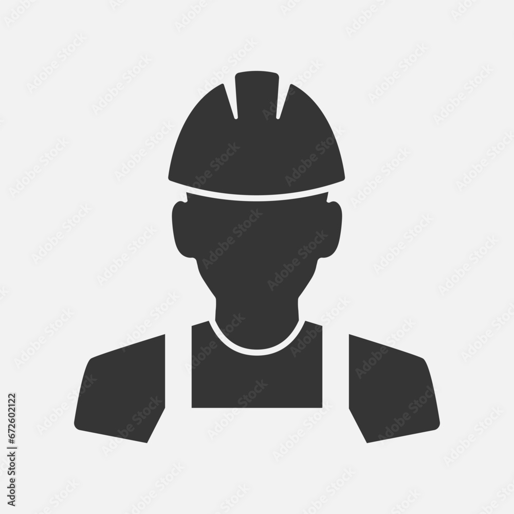 Worker in helmet icon. Vector Worker in helmet icon. Vector