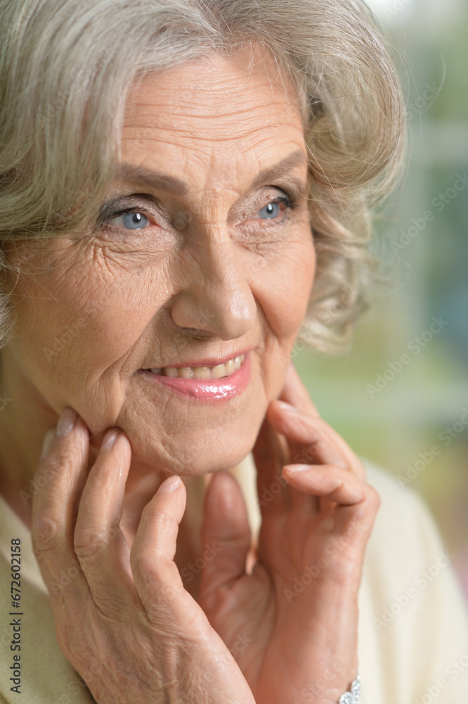 Portrait of beautiful senior woman posing at home Portrait of beautiful senior woman posing at home
